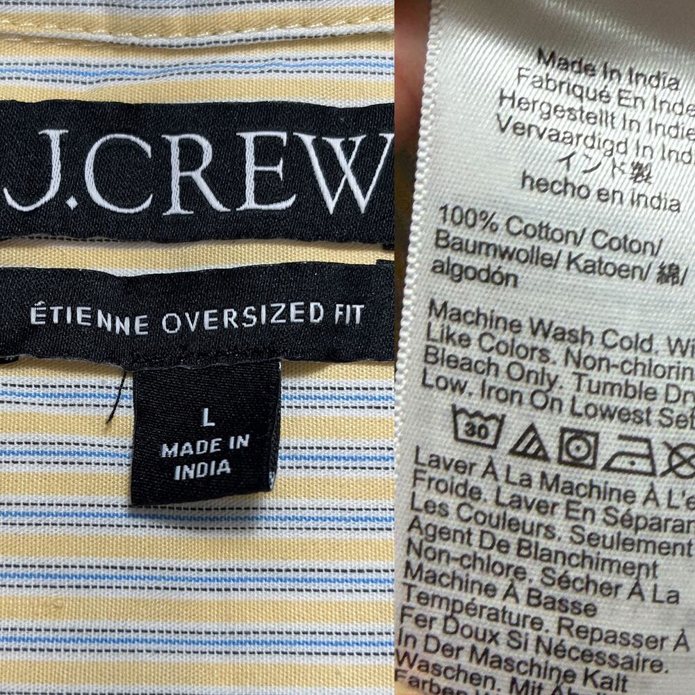 J.Crew Étienne Oversized Button Up Shirt Yellow Blue Stripe NWOT L Cotton - Picture 11 of 13